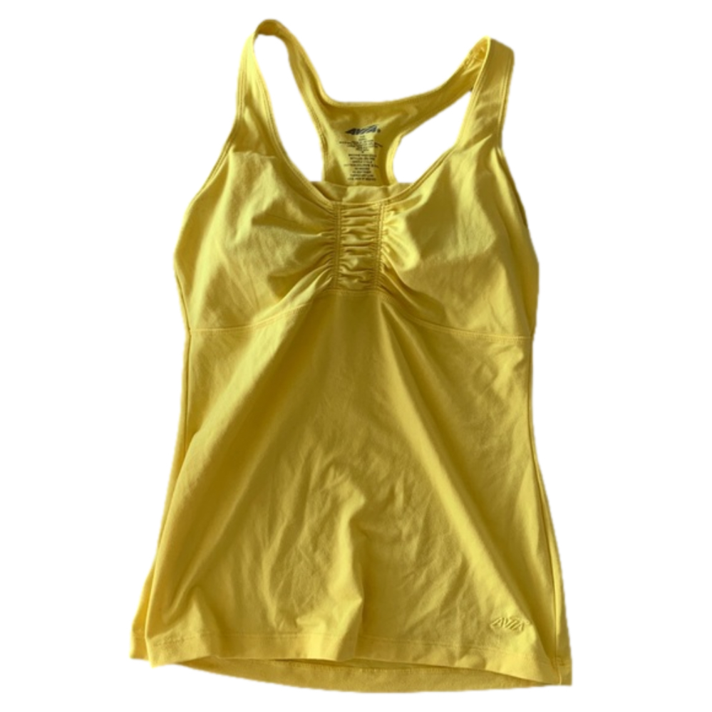 Yellow workout tank with bra